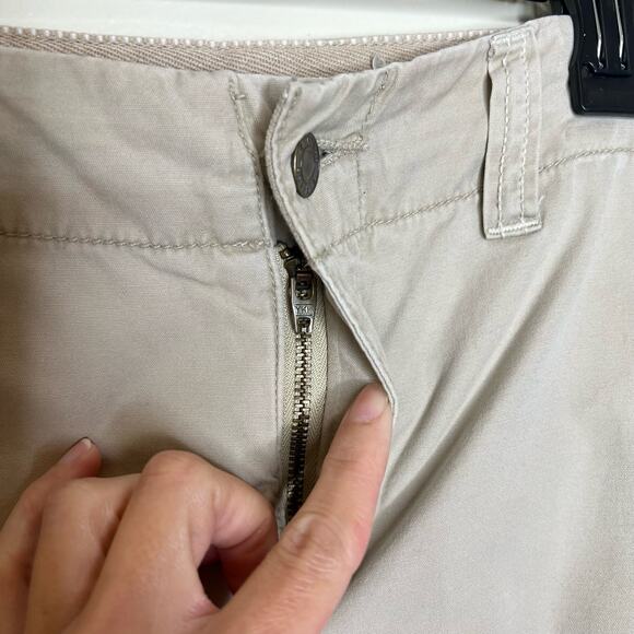 Y2K Express Precision Fit Cargo Pants 12 Embroidered Floral Crop Beige Vintage - Picture 7 of 10